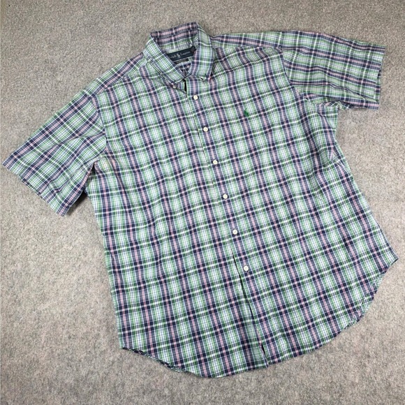 Ralph Lauren Other - Ralph Lauren Plaid Shirt Green Blue Classic Short Sleeve Button XL Preppy Pony